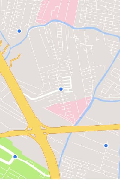 Digital map showing plotted property boundaries used in a boundary line survey