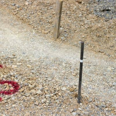 Construction site layout markings - ALTA SURVEY New York Construction surveyor site markings used to confirm layout during active construction