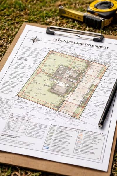 Property boundary survey map - ALTA SURVEY New York Survey map showing property boundaries, easements, and site features from an ALTA survey