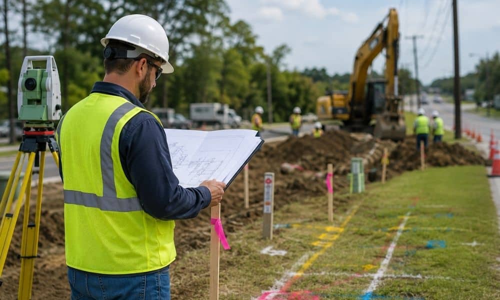Utility easement survey - ALTA SURVEY New York Licensed land surveyor reviewing easement records before a utility upgrade to verify legal work boundaries